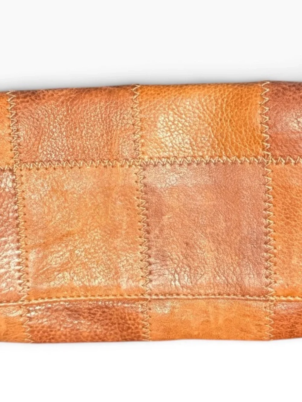 latico Patchwork Leather Clutch - Tan/Orange